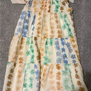 Zara Green and Orange Sundress with Flutter Sleeves